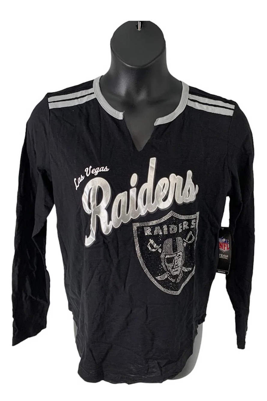 NFL Women's Long Sleeve V-Neck Tee Raiders - Regular